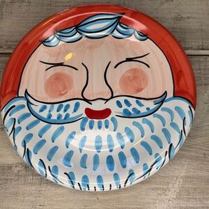 Santa Face Plate 10" Christmas Hand Painted‎ Italy Vtg Pier 1 Imports